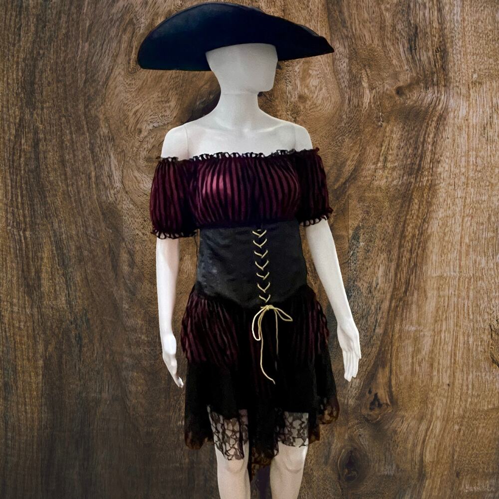 XL Pirate Costume Plus Size LadySeas Halloween Wench Renaissance Faire Goth Dres